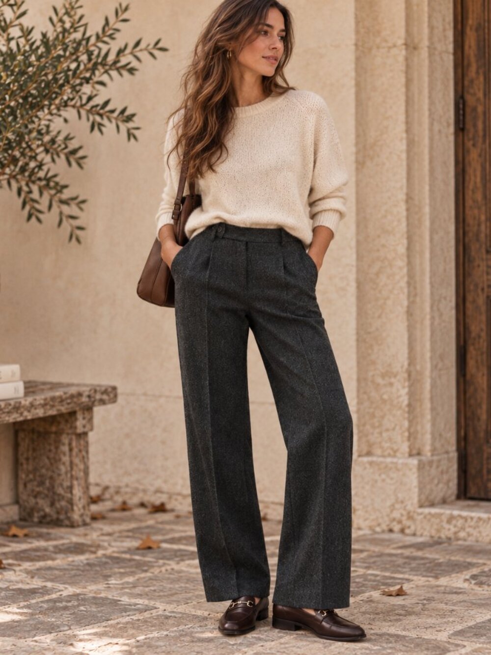 Lauren Ralph Lauren Wool Pants Womens 14W Herringbone Tailored Trousers Career